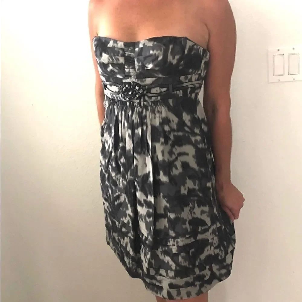 BCBG MAXAZRIA SILK BLEND STRAPLESS MINI DRESS